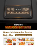 Behome Indoor Pizza Oven & Air Fryer, 6.5 QT Family Size with Pizza Stone, 9 Cooking Preset with Viewing Window &Light, 105°F-450°F Adjustable for Air Fry, Roast, Bake, Dehydrate, Fries, 1700W, Black