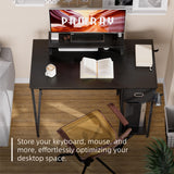 Pamray 39 Inch Computer Desk with Monitor Stand Small Home Office Desks with Non-Woven Storage Drawer