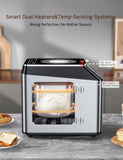 KBS 3LB Programmable Bread Maker,20-in-1 Automatic Bread Machine with Ceramic Pan & Fruit Dispenser, 750W Dual Heaters Bread Maker Machine with Quiet Brushless Motor,Stainless Steel,15H Timer,3 Colors