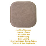Sweet Home Collection Chair Cushion Memory Foam Pads Honeycomb Pattern Slip Non Skid Rubber Back Rounded Square 16" x 16" Seat Cover