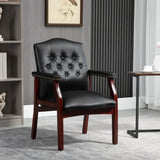 Black Leather Office Chairs Set of 4 -High Back Ergonomic Executive Guest Chairs for Reception, Multi-Scene Use (Waiting Room, Meeting, Conference, Lobby, Conference, Church) No Wheels with Arm Design
