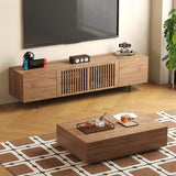gaoyangjiaju Mid-Century Modern Expandable Coffee Table & TV Stand Set, Walnut Finish – Elegant Storage Combo for Living Room, Bedroom, or Lounge (70.87" TV Stand+Coffee Table)