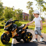 12V Electric Kids Motorcycle for 3-8 Year Old Boys Girls, 3-Wheel Ride-On Toy Motorbike with Lighting Wheels, Music Player (Connect with Phone) and Hand Drive (Yellow)