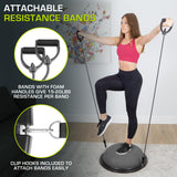 ProsourceFit Balance Trainer Stability Exercise Half Ball with Resistance Bands and Pump for Yoga Aerobics Home Gym Workout, Grey ProsourceFit