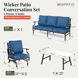 MIXPATIO 4-Piece Wrought Iron Patio Conversation Set, Rocking Chairs