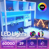 Dowinx 67” L-Shaped Gaming Desk with Pegboard & Drawers, Reversible Computer Desk with RGB Lights & Power Outlets
