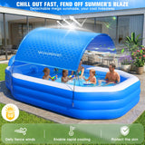 2026 Inflatable Pool with Canopy, Large Inflatable Pool for Kids,Adults, Blow Up Pools with Seats,Oversize Thickened 118"x75"x22"Inflatable Swimming Pools, Kids Pool for Backyard,Ocean Theme