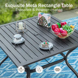 PHI VILLA 5pc Patio Dining Set with Umbrella, Square Table, Rattan Chairs
