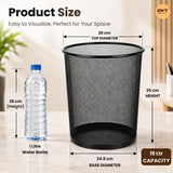 GoodWill Tech Recycling Dustbins - Pack of 2 Metal Mesh Dustbins waster Basket for Home, Office - (Black, Large)