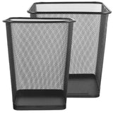 OFFSCH 2pcs Black Metal Mesh Wastebasket Square Home Trash Can Wide Opening