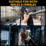 Fitness Neck Head Harness Trainer, Adjustable Chin Workout Strap and Head Harness Strength with 30 Lb Resistance Bands, Neoprene Neck Workout Exerciser for Weight Lifting, Home and Gym Equipment, Blue
