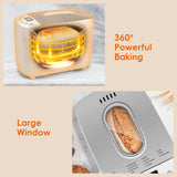 Davivy Bread Maker Machine with 2 Dough Kneading Paddles,15-in-1 Automatic Large Capacity Bread Machine Nonstick Bowl For Bread, Jam& Yogurt, 3 Loaf Sizes and 3 Crust Settings