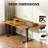 Veken 47.2"×27.6" Standing Desk with Storage Drawers, Adjustable Height Computer Table with Monitor Shelf
