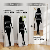 SCWF-GZ 57x20 Door Hanging Full Length Mirror, Floor Stand (Height 5.7ft just Body in1.3ft) Wall Mounted Metal Frame Rectangle Dressing Mirrors for Bedroom Room 57 inch Silver