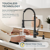 FORIOUS Black Touchless Kitchen Faucet with Soap Dispenser, Motion Sensor Activated Smart Sink Faucet with Pull Down Sprayer Single Handle Hands Free Contemporary for Bar & Prep Sinks, Camper RV