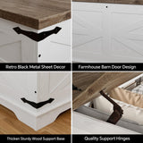 senlin Farmhouse Coffee Table, Heavy-Duty Coffee Table with Storage, Square Wood Center Table Set for Living Room with Pull Up Large Hidden Storage Compartment, Maple White