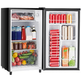 Sweetcrispy 3.2 Cu.Ft Mini Fridge with Freezer Small Refrigerator Single Door Adjustable Thermostat Energy-efficient Low Noise, Compact Fridge for Bedroom, Office, Dorm (Silver Door)