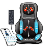 COMFIER Shiatsu Neck Back Massager with Heat,2D/3D Massage Chair Pad with App Control,Deep Tissue Kneading Massage Chair Pad with Compression,Adjustable Back Coverage,Black