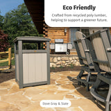 LuxCraft Poly Outdoor Trash Can, Garbage Can Outdoor - Durable All Weather Commercial Trash Can & Residential Outdoor Trash Bin for Patio Pool Park Business and Personal (Brazilian Walnut & Black)