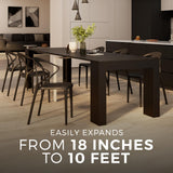 Mobili Fiver, Easy, Extendable Console Table with Extension Leaves Holder, 17.7(120.1) x35.4 in, Ashwood Black, Made in Italy