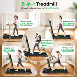 FOUSAE 5 in 1 Foldable Treadmill, 7.5 MPH Treadmills for Home with App Compatible, Treadmill with 10% Incline, 3.0HP Brushless Drive, Remote Control and LED Display, 12 HIIT Programs, 400 LBS Capacity