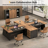 78.74 Inch L Shaped Office Desk with Drawers & Built-in Power Access, Large Executive Workstation with Storage Cabinet
