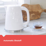 1.7L Cordless Electric Kettle, KE1560W, Premium Texture, Water Window, Rapid Boil, Auto Shutoff, White BLACK+DECKER