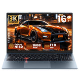 Rumtuk 16" 3K IPS Business Laptop,16G RAM 1T SSD N150