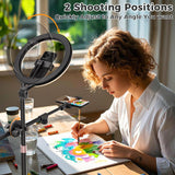 LULED 11" Desk Ring Light, Ring Light with Tripod Stand, Overhead Phone Mount for Video Recording & Tripod for Cooking, Live Streaming TikTok & YouTube, with Bluetooth Remote Compatible with iPhone