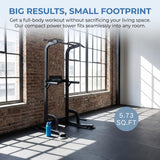 BARWING Pull Up Bar Station,Power Tower,Dip Station with 3D Backrest,Multi-Function Strength Training Stand Rack,Adjustable Height Dip Bars for Home Gym Strength Training Fitness Equipment（Full Black）