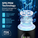 Energilz Hydrogen Water Bottle | 16.2 oz (480 ml) Hydrogen Water Generator | 6000 PPB Hydrogenator Machine | SPE/PEM Ionizer Generator (Black)