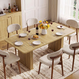 LEYAOYAO Extendable Dining Table for 4-6,63"–79" with Fluted Base(Natural)