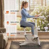 FLEXISPOT Exercise Bike with 2D Desktop, Space Saving Under Desk Bike with Removable Desk, Stationary Bikes Upright Indoor Bikes with 8 Level Magnetic Resistance Upgraded Pro Flywheel, V9 White