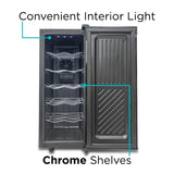 Wine Fridge 12 Bottles, Thermoelectric Wine Cooler Refrigerator with Mirrored Front | Freestanding BLACK+DECKER
