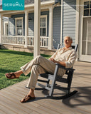 SERWALL Outdoor Rocking Chair Set of 4, HDPE Rocker for Adults, Grey
