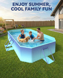 HeySplash Foldable Pool, Non-Inflatable Swimming Pool with Rigid Puncture-Proof Hard Composite Board, Kiddie Pool Outdoor Pool, Adults & Kids Pool for Backyard Garden Dog Pool 78"×53"×19", Blue Whale