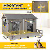 Extra Large Outdoor Wooden Dog House for 2 Dogs, Weatherproof Kennel