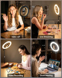 Desk Ring Light with Stand for Computer, Desk Light for Video Recording
