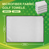 Batiyeer Golf Towels Bulk for Bags 16'' x 24'' Microfiber Waffle Pattern Golf Towels Trifold (Gray,30 Pcs)