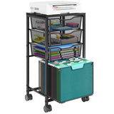 Sbanmao 4 Drawers Rolling File Cart, Under Desk Mobile Filing Cabinet with Wheels, File Cabinets, Black