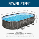 Bestway Power Steel 20’ x 12’ x 48” Above Ground Pool, Oval Metal Frame Outdoor Swimming Pool Set with Filter Pump, Ladder, and Cover