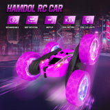 Hamdol Remote Control Car for Kids, Stunt RC Cars with Cool Wheel Lights, Double-Sided Driving, 360-degree Rotation Boys & Girls Toys for Ages 6 7 8 9 10-12 Kids, Valentines, Birthday Idea