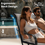 PHI VILLA Swivel Patio Dining Chairs Set of 4, Padded Textilene Mesh, Brown