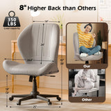 ZZW Criss Cross Chair with Wheels, Wide Cross Legged Office Chair Armless Comfy Desk Chair with Tall Back Vanity Chairs with Stress Relief