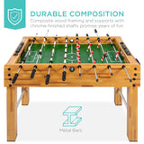 Best Choice Products 48in Foosball Table for Kids and Adults, Game Room Arcade Soccer Game Table w/ 2 Balls, 2 Cup Holders, Ergonomic Handles, Chrome Finished Metal Bars - Light Brown
