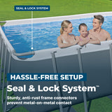 Bestway Power Steel 24’ x 12' x 52” Above Ground Pool, Rectangular Metal Frame Outdoor Swimming Pool Set with Sand Filter Pump, Ladder, and Cover