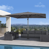 PURPLE LEAF Market Umbrella 11' x 11' Hotel Resort Semi Auto Lift, Grey