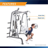 Marcy Power Cage, 1900 lbs Multi-Functional Smith Machine Cage System for Home Gym Training, with Leg Developer, Press Bar, and Squat Rack, Silver MARCY