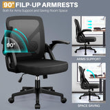 FelixKing Office Chair - Ergonomic Desk Chair Breathable Mesh Task with Wheels and Lumbar Support Home Desk Office Chairs with Flip up Armrest Rolling Swivel for Home Computer Black Pack of 10