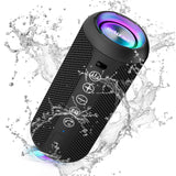 Ortizan Portable Bluetooth Speaker: IPX7 Waterproof, 24W Loud Sound, Deep Bass, Bluetooth 5.3, LED Lights, Wireless Stereo Pairing, 30H Playtime, for Home/Outdoor/Party/Beach, Birthday Gift (Black) Ortizan